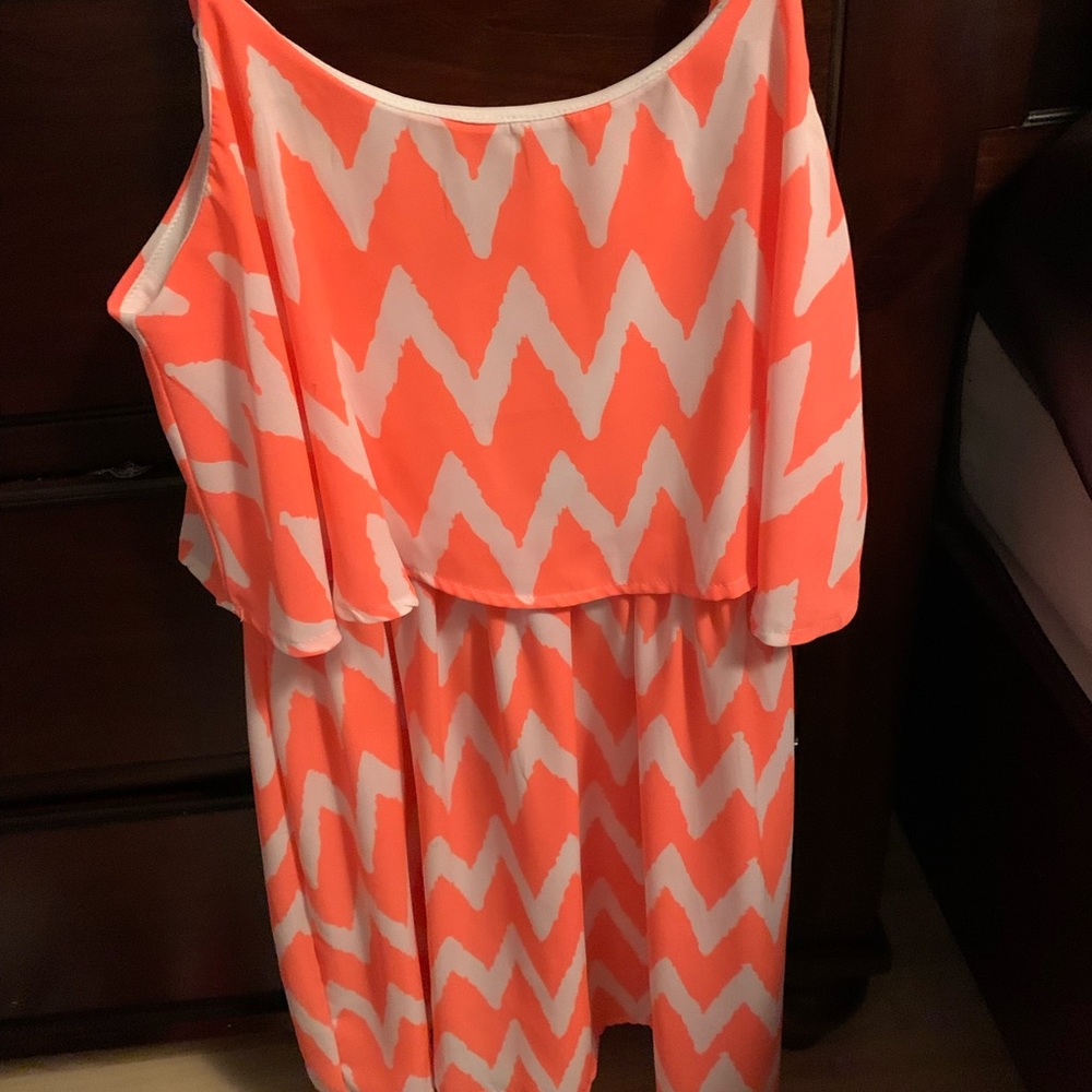 Neon pink chevron tank dress